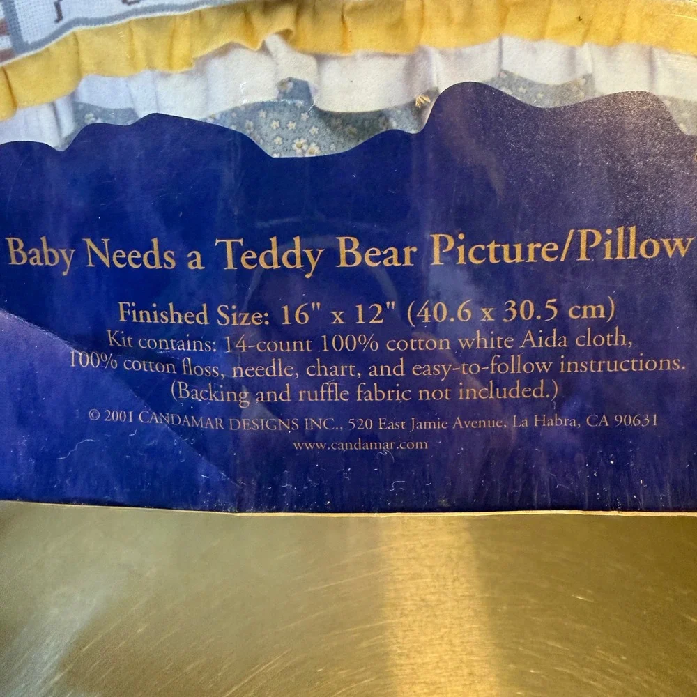 Candamar Designs Every Baby Needs a Teddy‎ Bear Cross Stitch Kit 2001 New